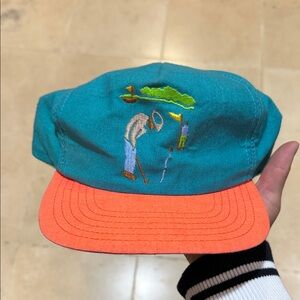 Vintage Teal and Orange Golf Embroidered Cap